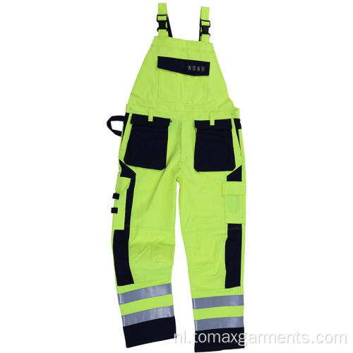 Fr Wit Grijs Blauw Safety Worakwear Bib Pants